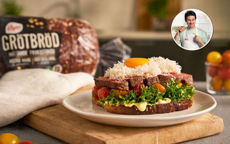 Bookmaker toast med entrecôte, pepparrot och äggula - Recept - Filip Poon | Pågen